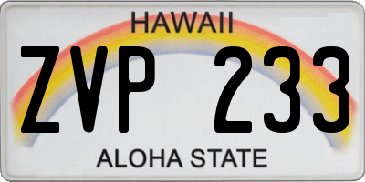 HI license plate ZVP233