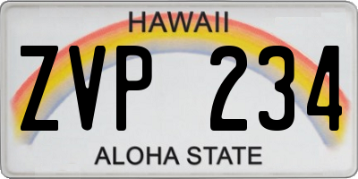 HI license plate ZVP234