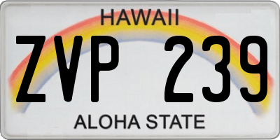 HI license plate ZVP239