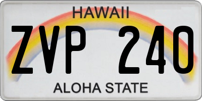 HI license plate ZVP240