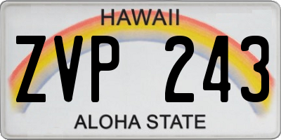 HI license plate ZVP243