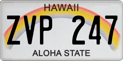 HI license plate ZVP247