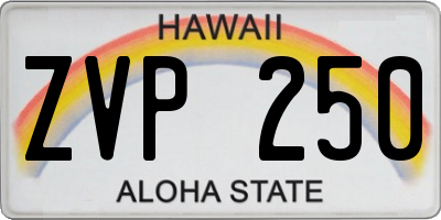 HI license plate ZVP250