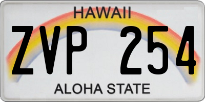 HI license plate ZVP254