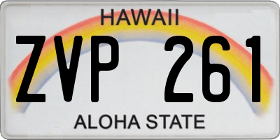 HI license plate ZVP261
