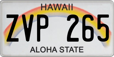 HI license plate ZVP265