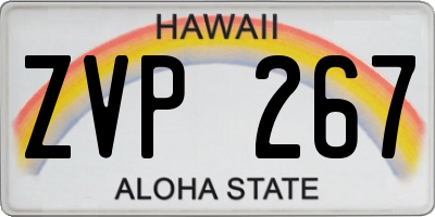 HI license plate ZVP267