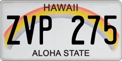 HI license plate ZVP275