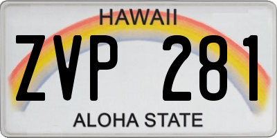HI license plate ZVP281