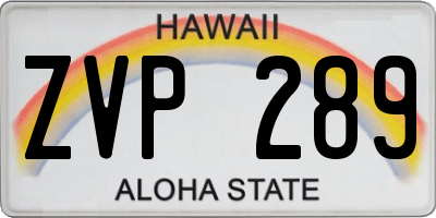 HI license plate ZVP289