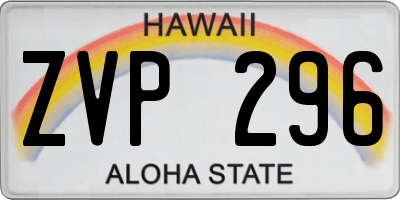HI license plate ZVP296