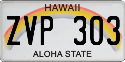 HI license plate ZVP303