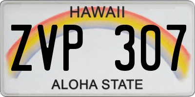 HI license plate ZVP307