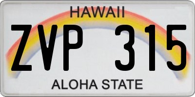 HI license plate ZVP315
