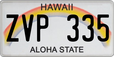 HI license plate ZVP335