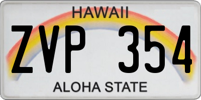 HI license plate ZVP354