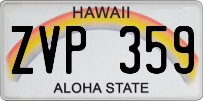 HI license plate ZVP359