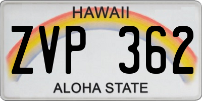 HI license plate ZVP362