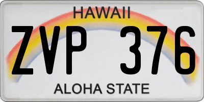 HI license plate ZVP376