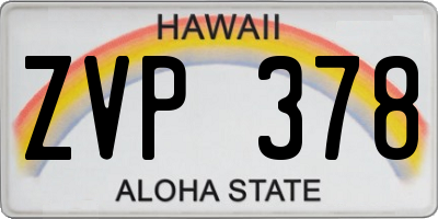 HI license plate ZVP378