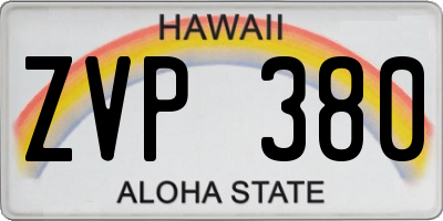 HI license plate ZVP380
