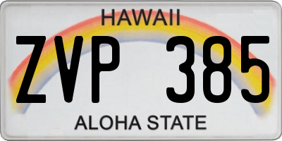 HI license plate ZVP385