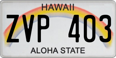 HI license plate ZVP403