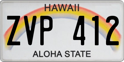 HI license plate ZVP412