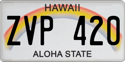 HI license plate ZVP420