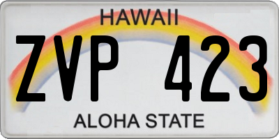 HI license plate ZVP423