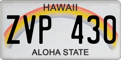 HI license plate ZVP430