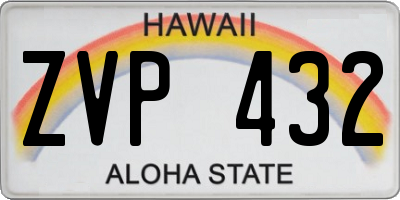 HI license plate ZVP432
