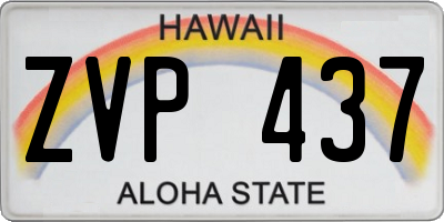 HI license plate ZVP437