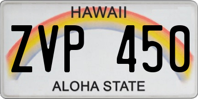 HI license plate ZVP450
