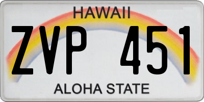 HI license plate ZVP451