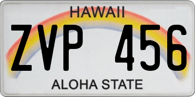 HI license plate ZVP456