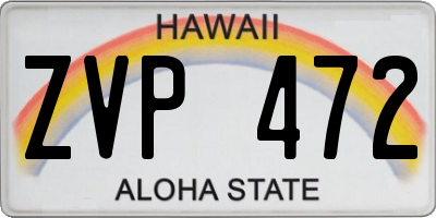 HI license plate ZVP472