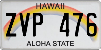 HI license plate ZVP476