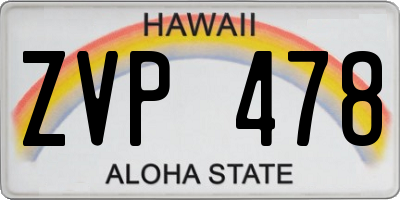 HI license plate ZVP478