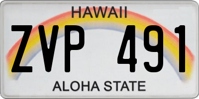 HI license plate ZVP491