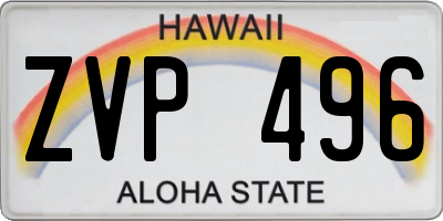HI license plate ZVP496
