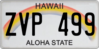 HI license plate ZVP499