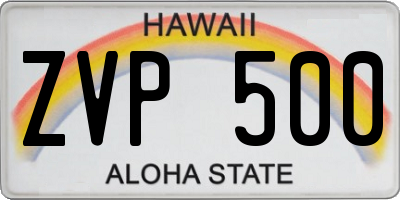 HI license plate ZVP500