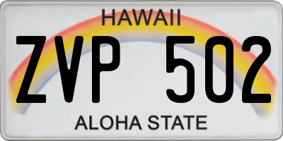 HI license plate ZVP502