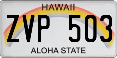 HI license plate ZVP503
