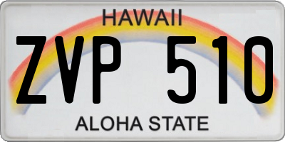 HI license plate ZVP510