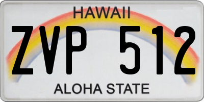 HI license plate ZVP512