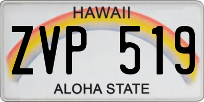 HI license plate ZVP519