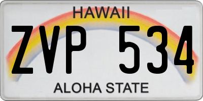 HI license plate ZVP534
