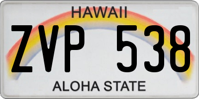 HI license plate ZVP538